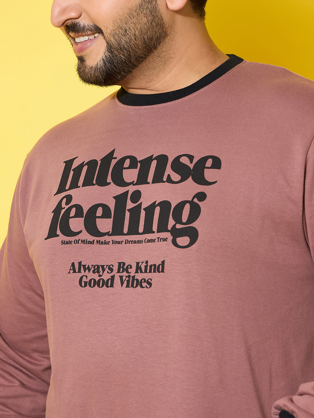 Men Plus Size Surge Peach Printed Sweatshirt