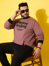 Men Plus Size Surge Peach Printed Sweatshirt