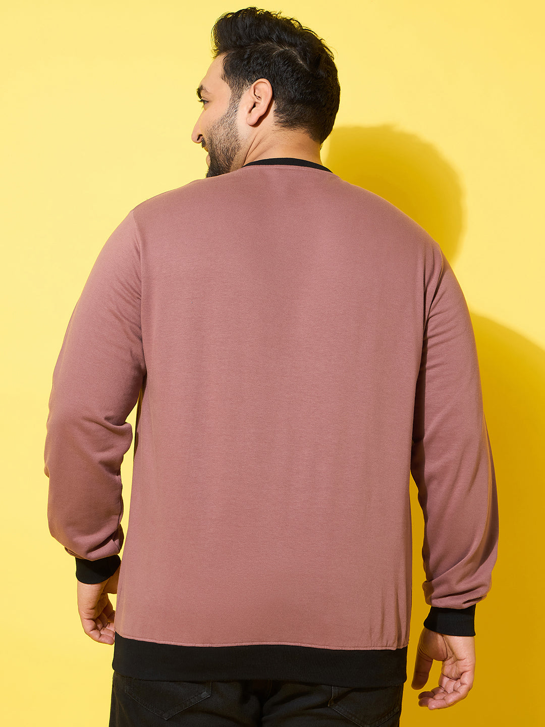 Men Plus Size Surge Peach Printed Sweatshirt