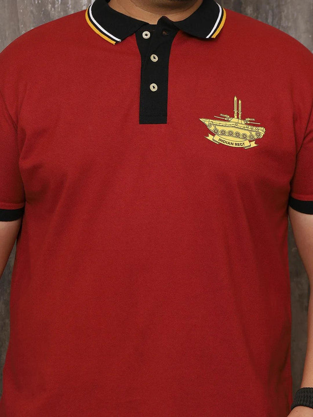 Men Plus Size Surreal Solid Red Polo Tshirt - bigbanana