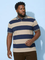 Men Plus Size Harbor Multicolor Striped Polo Tshirt