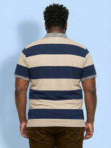Men Plus Size Harbor Multicolor Striped Polo Tshirt
