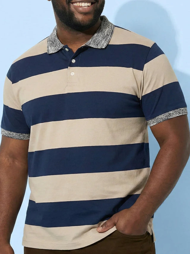 Men Plus Size Harbor Multicolor Striped Polo Tshirt