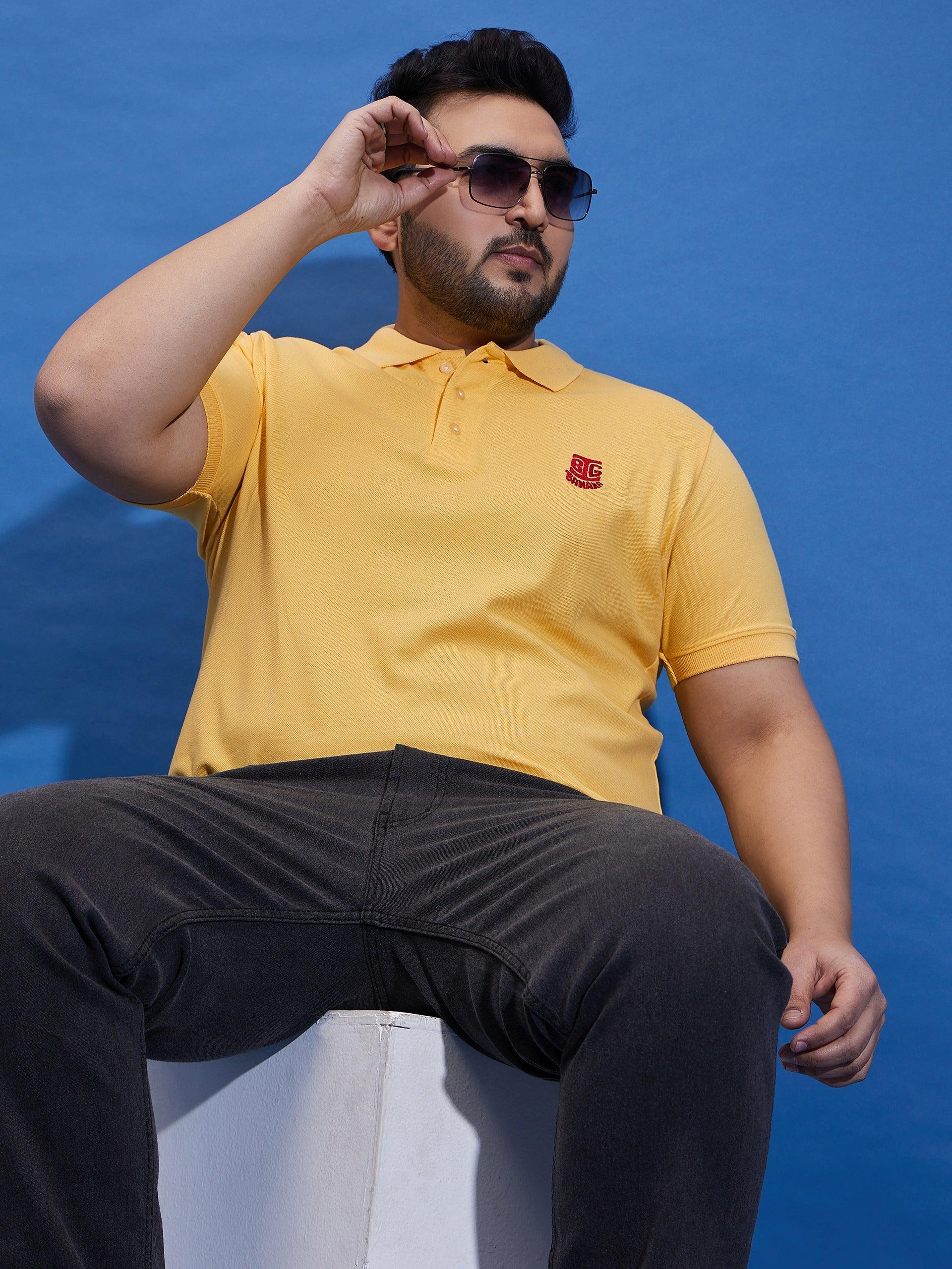 Men Plus Size Tim-Y Solid Polo Tshirt - bigbanana