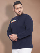 Men Plus Size Tackly Solid Henley Tshirt - bigbanana