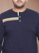 Men Plus Size Tackly Solid Henley Tshirt - bigbanana