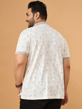Men Plus Size Tails White Printed Polo Tshirt