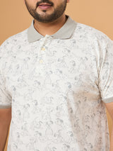 Men Plus Size Tails White Printed Polo Tshirt