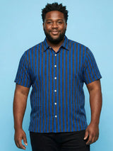 Men Plus Size Takeline Blue Striped Casual Shirt