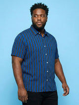 Men Plus Size Takeline Blue Striped Casual Shirt