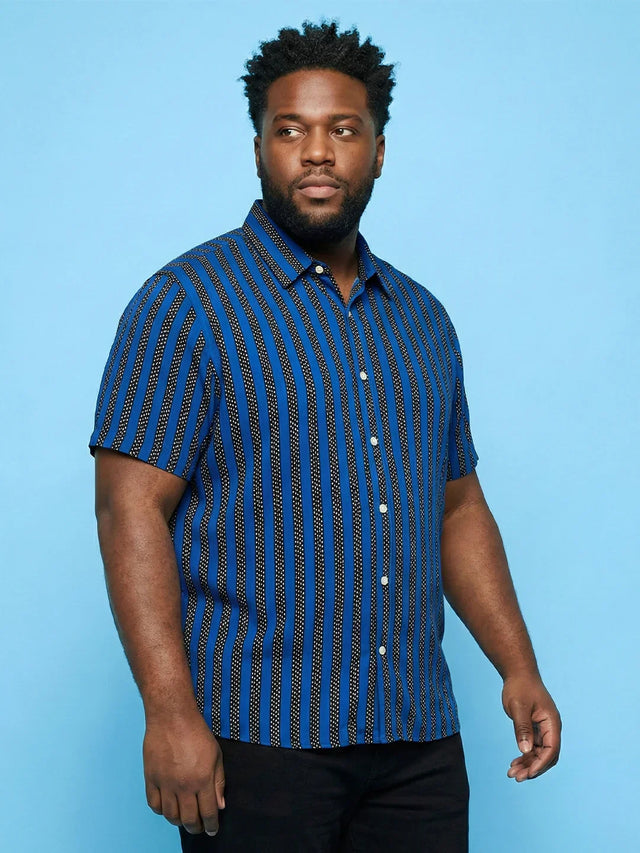 Men Plus Size Takeline Blue Striped Casual Shirt
