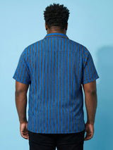 Men Plus Size Takeline Blue Striped Casual Shirt