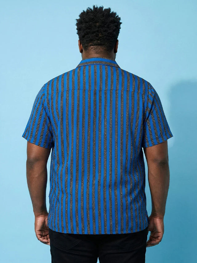 Men Plus Size Takeline Blue Striped Casual Shirt