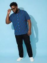 Men Plus Size Takeline Blue Striped Casual Shirt