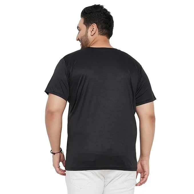 Men Plus Size Tango Black Colorblock Round Neck Tshirt