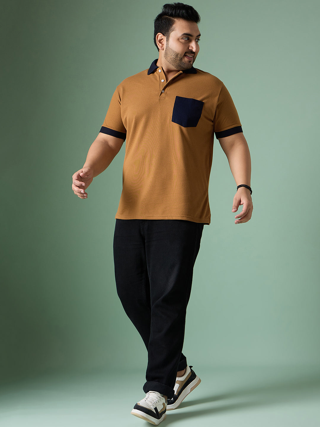 Men Plus Size Tavro Solid Polo Tshirt - bigbanana