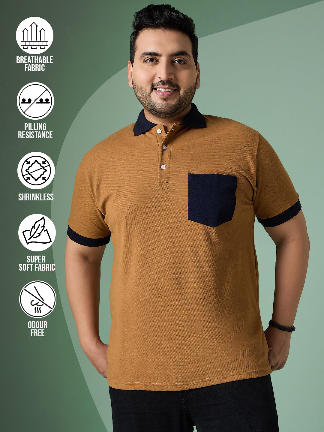 Men Plus Size Tavro Solid Polo Tshirt