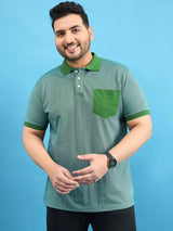 Men Plus Size Tempo Bottle Green Solid Polo Tshirt - bigbanana