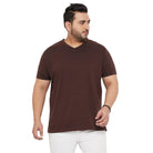 Men Plus Size Text Solid V-Neck Tshirt - bigbanana