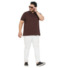 Men Plus Size Text Solid V-Neck Tshirt - bigbanana