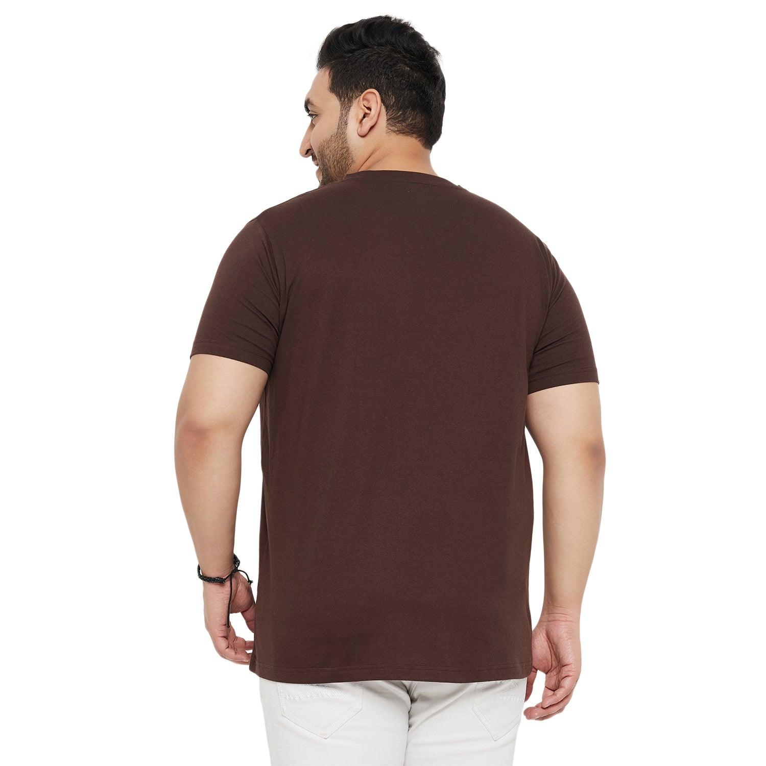 Men Plus Size Text Solid V-Neck Tshirt - bigbanana