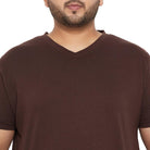 Men Plus Size Text Solid V-Neck Tshirt - bigbanana