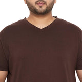 Men Plus Size Text Solid V-Neck Tshirt - bigbanana