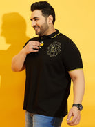 Men Plus Size Thom-Black Solid Polo Tshirt - bigbanana