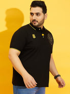 Men Plus Size Thom-Black Solid Polo Tshirt - bigbanana