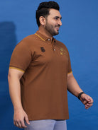 Men Plus Size Thom-Brick Brown Solid Polo Tshirt - bigbanana