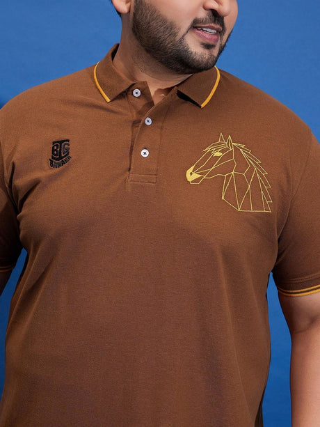 Men Plus Size Thom-Brick Brown Solid Polo Tshirt - bigbanana