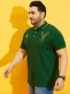 Men Plus Size Thom-Green Solid Polo Tshirt - bigbanana