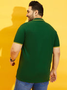 Men Plus Size Thom-Green Solid Polo Tshirt - bigbanana