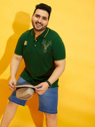 Men Plus Size Thom-Green Solid Polo Tshirt - bigbanana