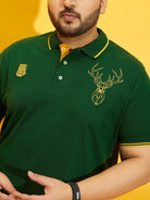 Men Plus Size Thom-Green Solid Polo Tshirt - bigbanana