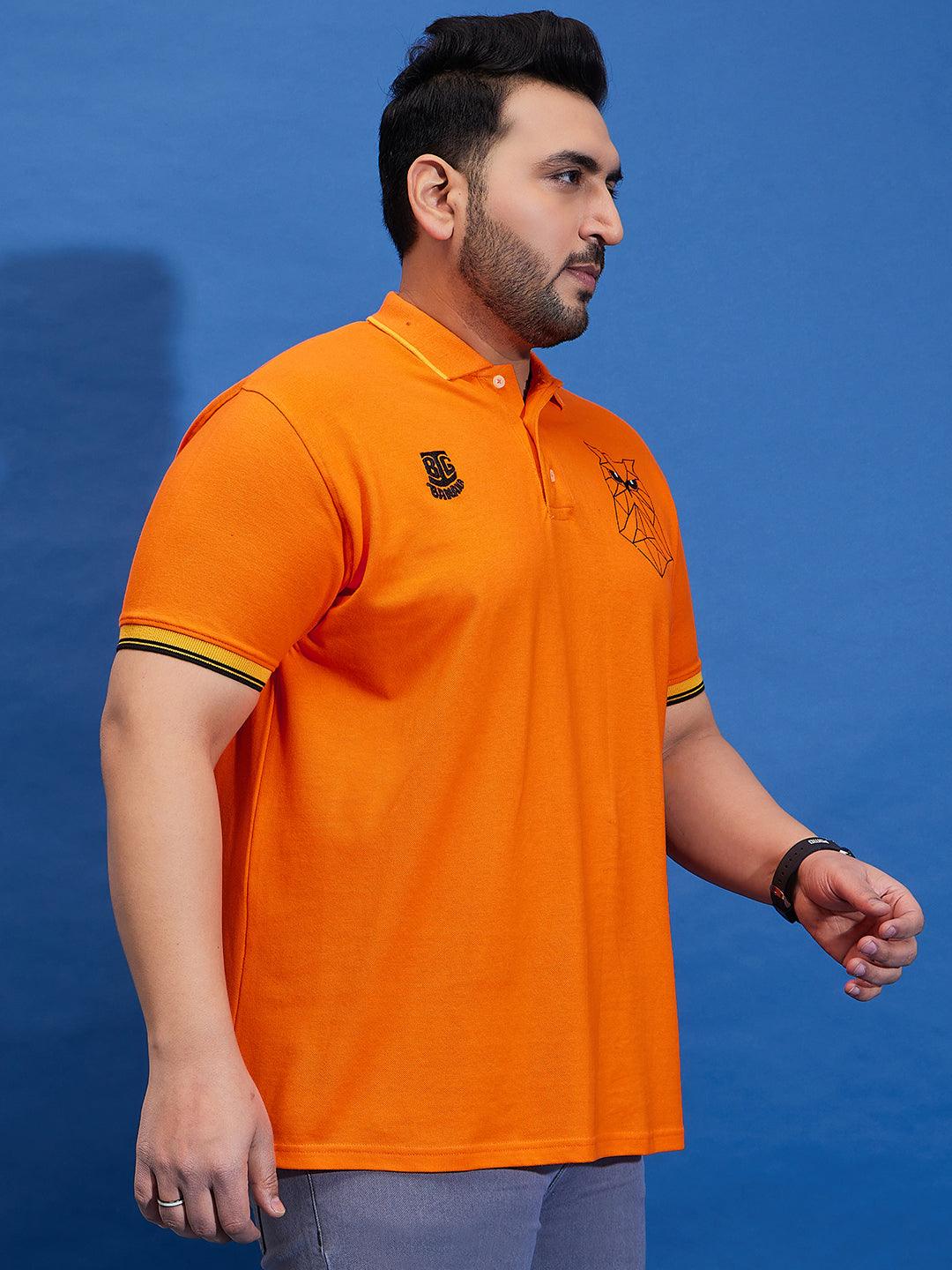 Men Plus Size Thom-Orange Solid Polo Tshirt - bigbanana