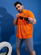 Men Plus Size Thom-Orange Solid Polo Tshirt - bigbanana