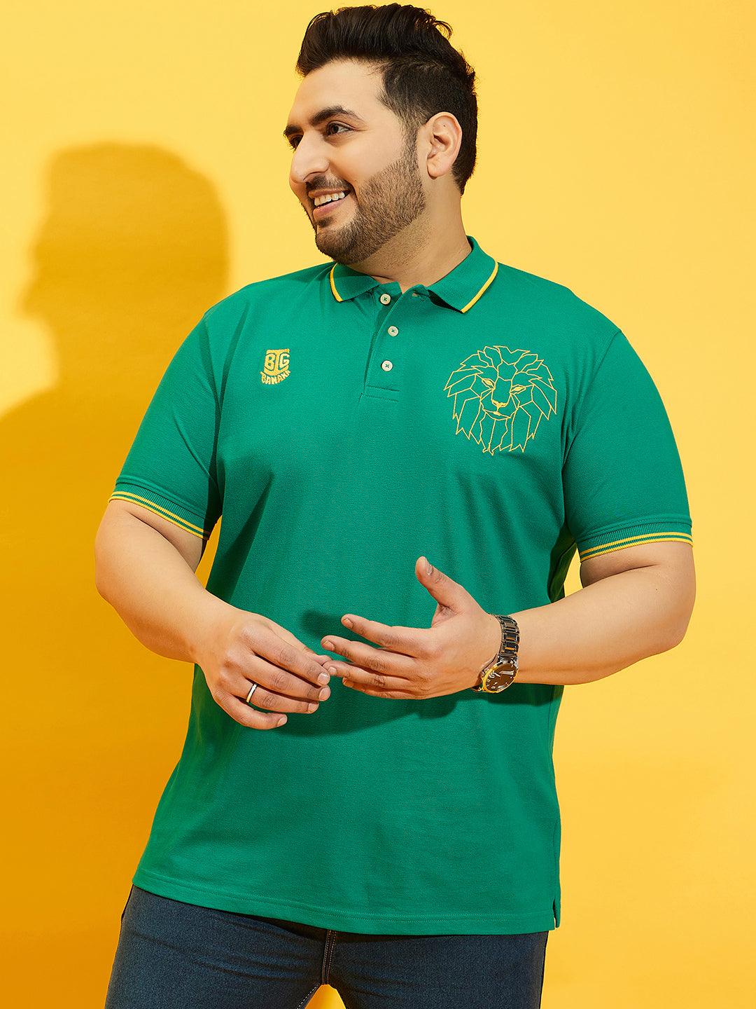 Men Plus Size Thom-Sea Green Solid Polo Tshirt - bigbanana