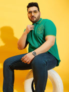 Men Plus Size Thom-Sea Green Solid Polo Tshirt - bigbanana