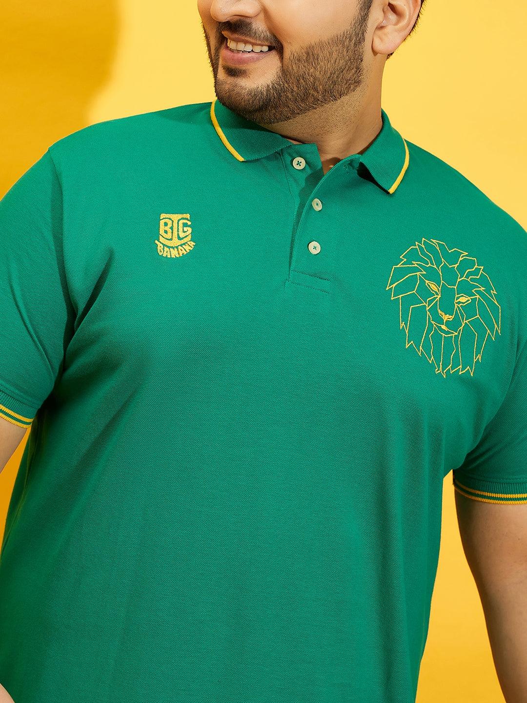 Men Plus Size Thom-Sea Green Solid Polo Tshirt - bigbanana