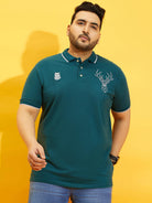 Men Plus Size Thom-Teal Solid Polo Tshirt - bigbanana