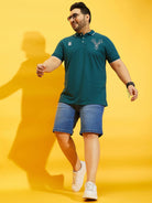 Men Plus Size Thom-Teal Solid Polo Tshirt - bigbanana