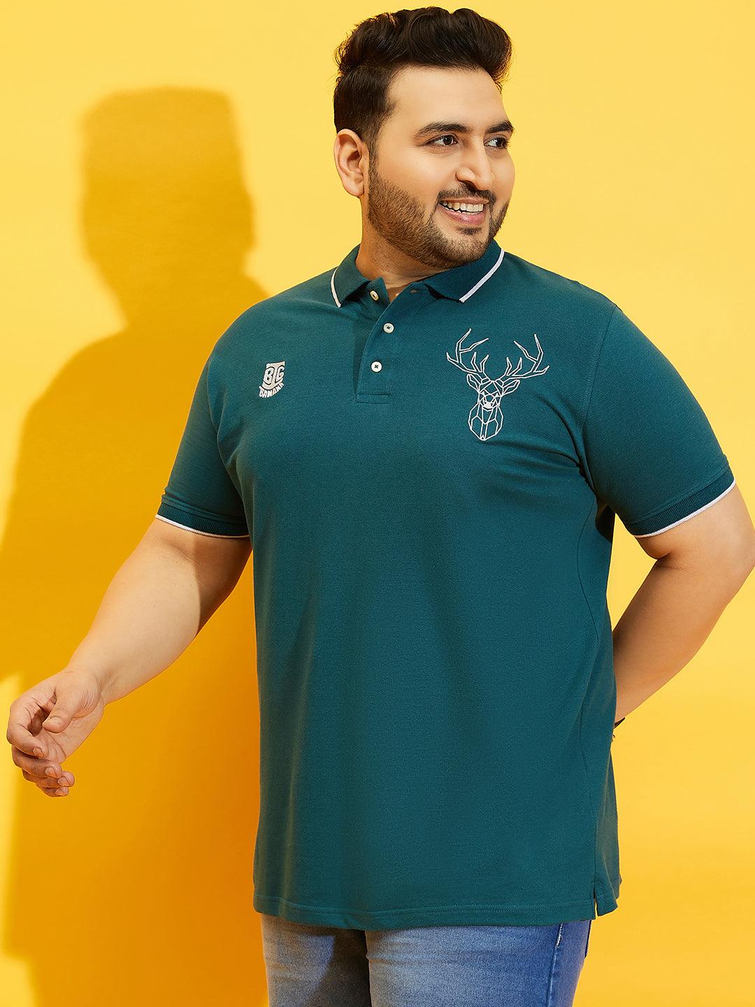 Men Plus Size Thom-Teal Solid Polo Tshirt - bigbanana