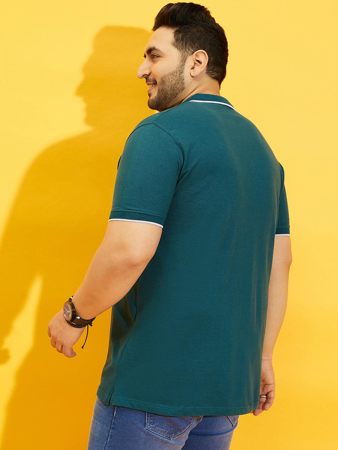 Men Plus Size Thom-Teal Solid Polo Tshirt - bigbanana