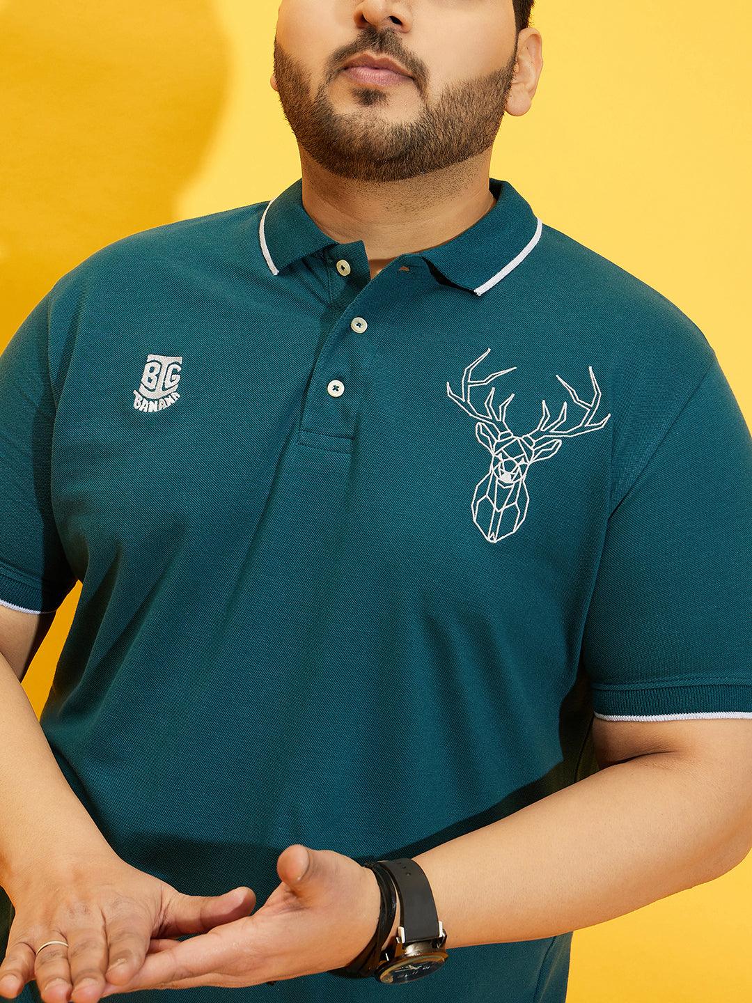 Men Plus Size Thom-Teal Solid Polo Tshirt - bigbanana