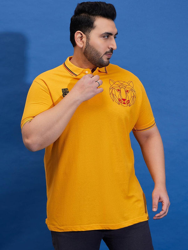 Men Plus Size Thom-Yellow Solid Polo Tshirt
