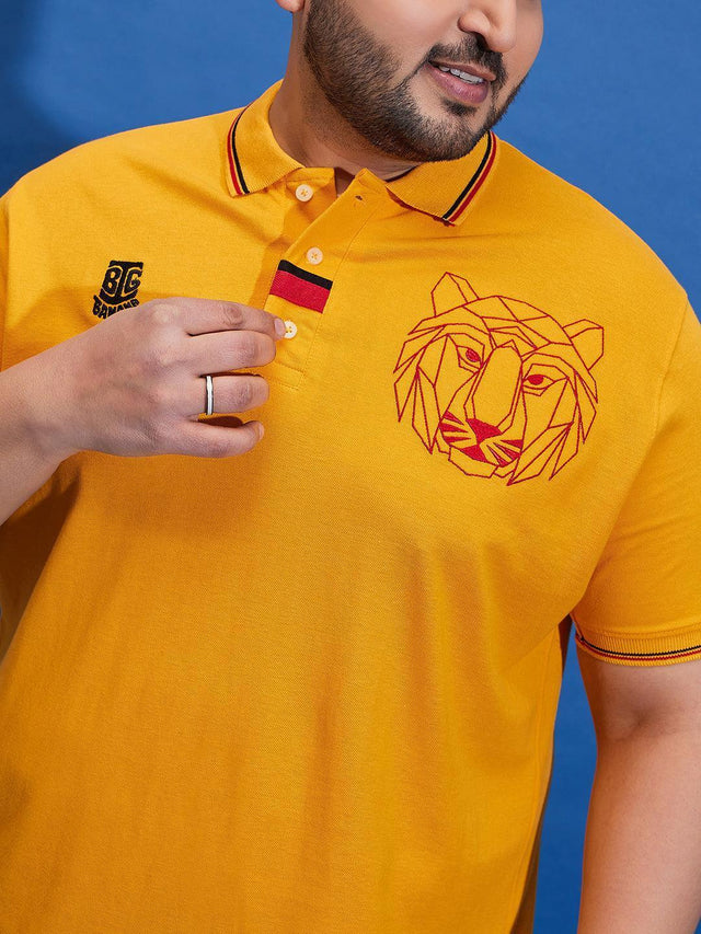 Men Plus Size Thom-Yellow Solid Polo Tshirt - bigbanana