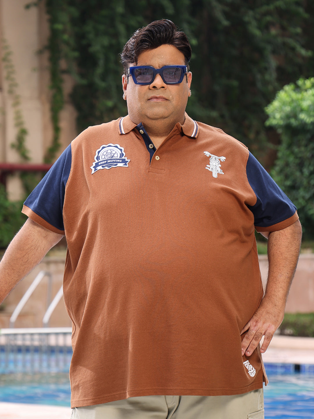 Men Plus Size Throttle Colorblock Polo Tshirt - bigbanana