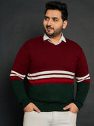 Men Plus Size Tigoa Colourblocked Sweater - bigbanana