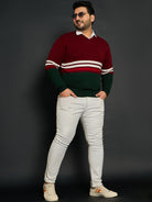 Men Plus Size Tigoa Colourblocked Sweater - bigbanana